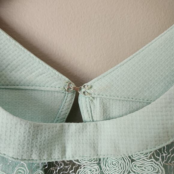 Marineblu Mint Blue Green Daisy Lace Pleated Sleeveless Dress - Picture 5 of 8